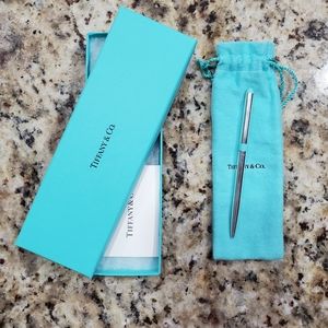 Sterling Silver Purse Pen with Blue Band